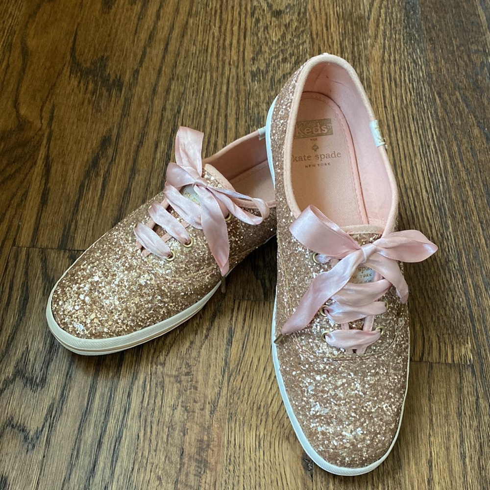 KEDS Kate Spade NY Pink Champion Glitter Sneakers, Rose Gold